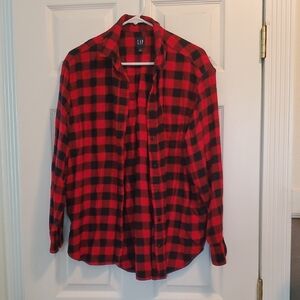 GAP Red and Black Plaid Flannel Shirt